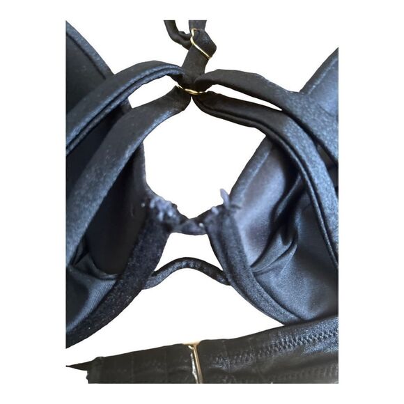 Victorias Secret Swim Push Up Padded Racerback Bikini Chain Link Black Size 36D - Picture 5 of 8